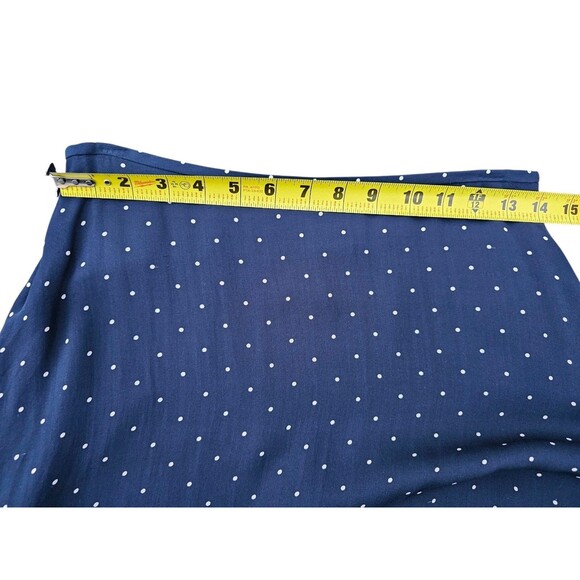 Lauren Ralph Lauren 100% Silk Set Skirt Blouse Top Outfit Navy Polka Dot Size 6 - Picture 11 of 16